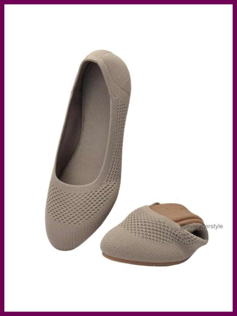 Knitting Ballet Flats Slip On Memory Foam Walking Shoes Lightweight Breathable